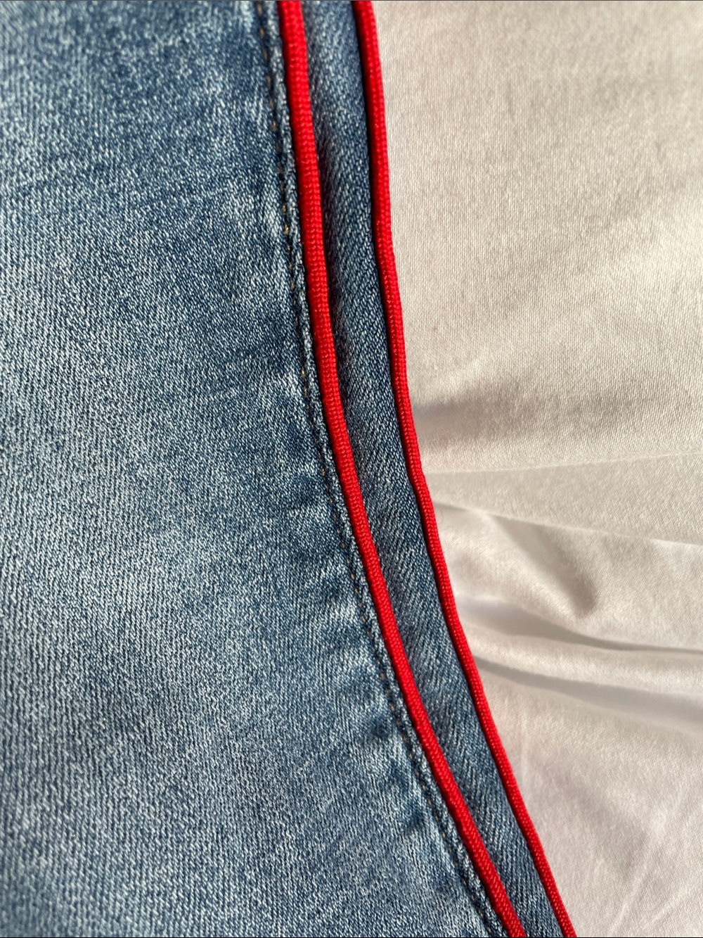 CeCe Slim Straight Denim Jeans with Red Side Stripe - Picture 4 of 8